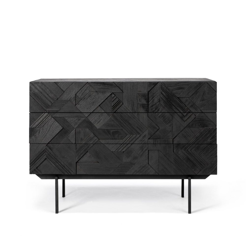 Graphic byrå 87x100 cm, Svart teak