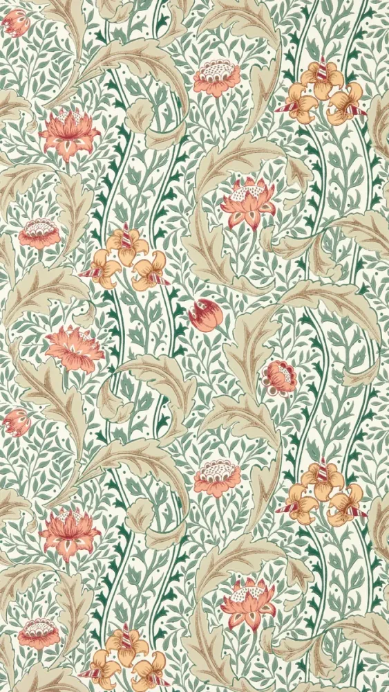 Morris & Co - Wild Tulip & Vine Coral Teal