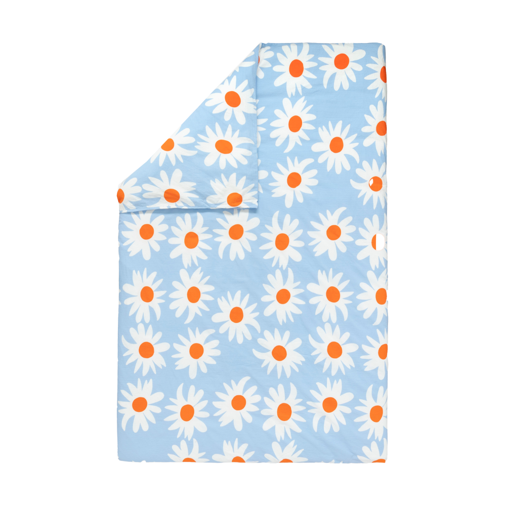 Rakastaa ei rakasta påslakan 150x210 cm, Orange-Off-white-light blue
