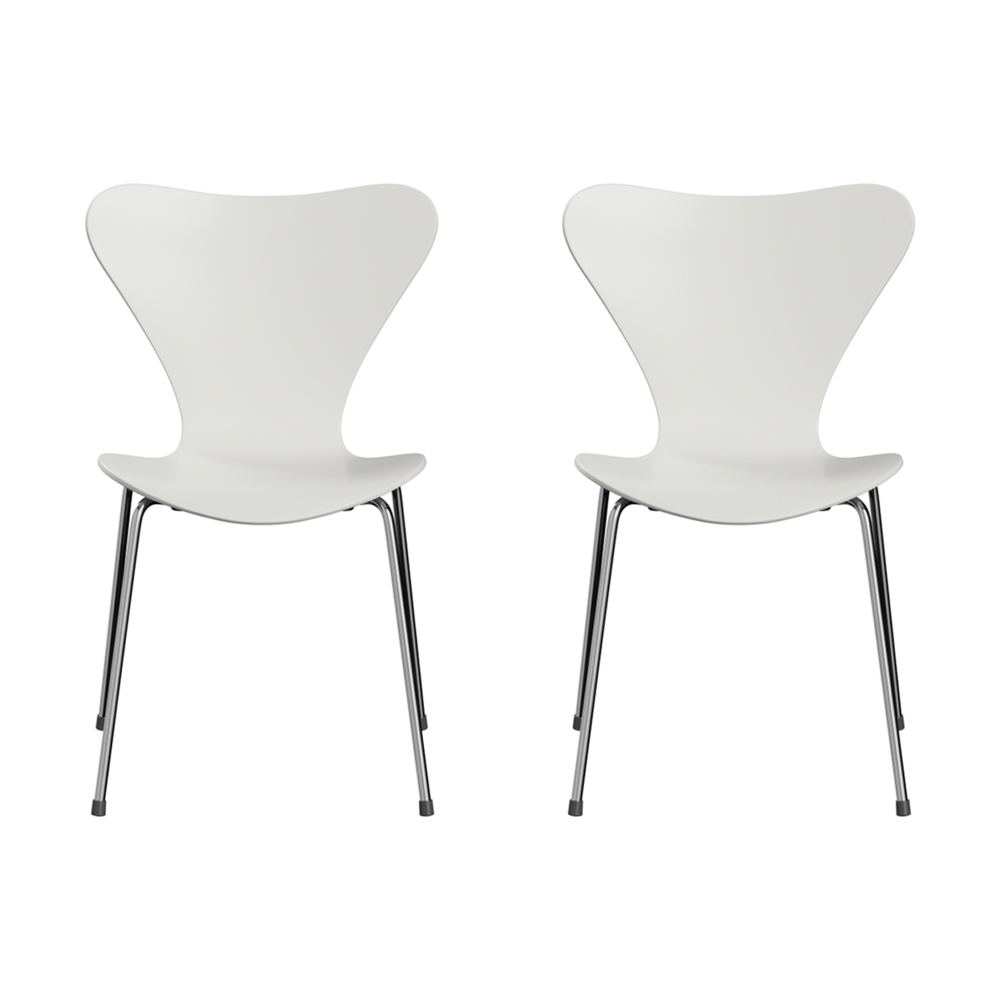 Sjuan 3107 stol, Vitlackad-kromat stålstativ, 2-pack