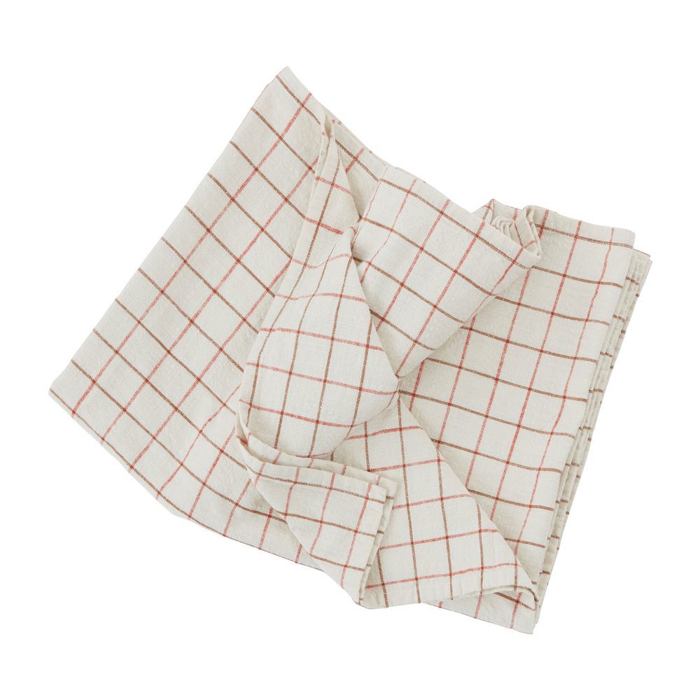 Grid bordsduk 140x260 cm, Offwhite-red