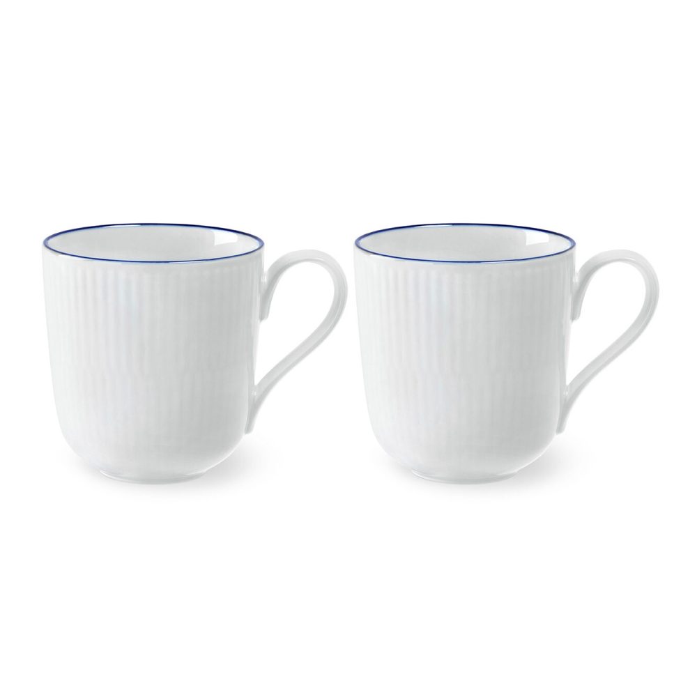 Blueline mugg 28 cl 2-pack, Vit-blå