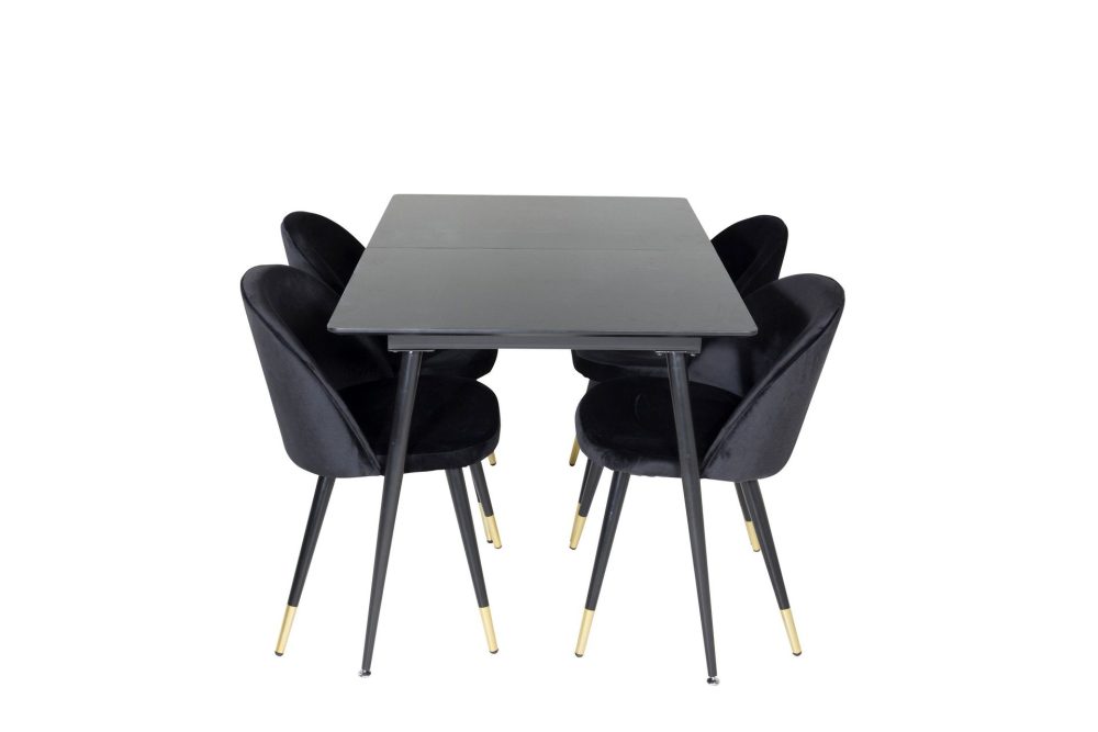 Silar Matgrupp Förlängningsbar 120 cm Rektangulär med 4 Velvet stolar