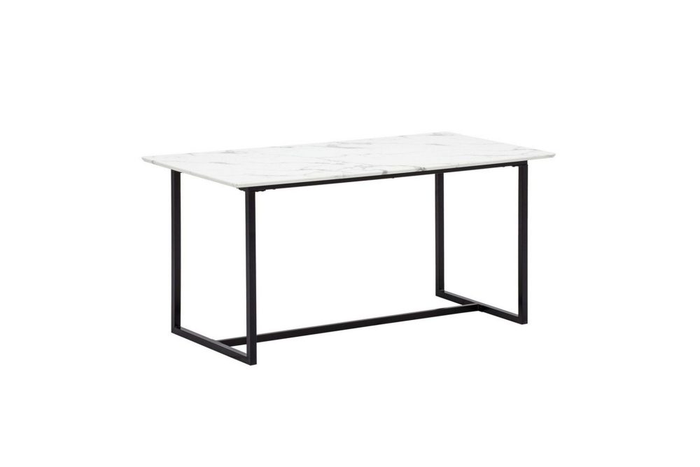 Matbord Wohnling Industriell loftstil, MDF med metallben med gyllene spets Marmor, Vit, 120x60 cm