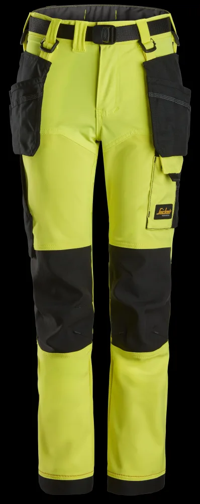 Snickers Workwear 7575-6704 AllroundWork Arbetsbyxa för barn, neongul/svart 152
