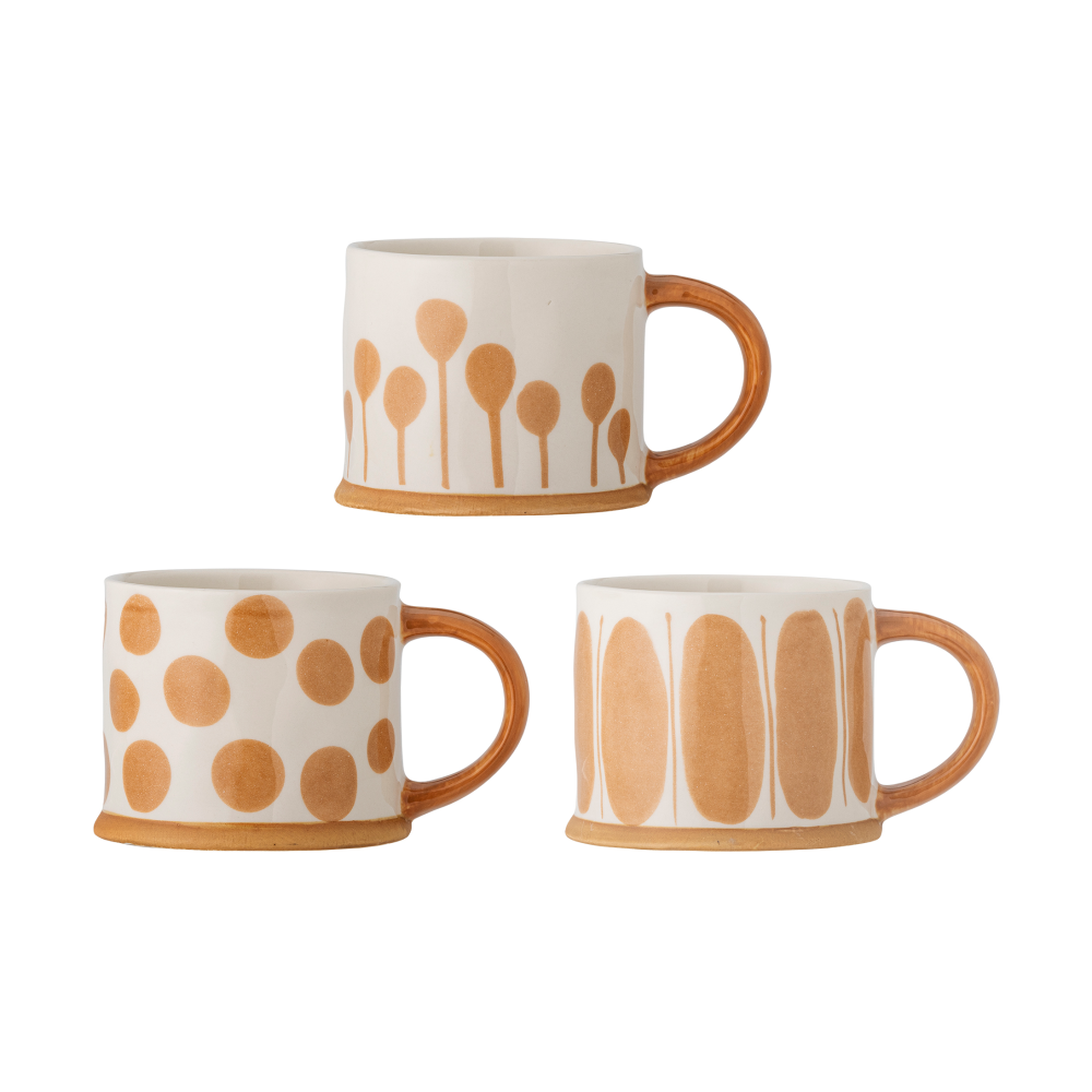 Linora mugg 45 cl 3-pack, Vit-brun