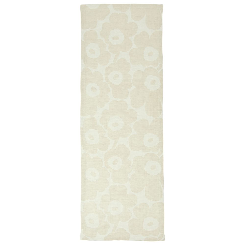 Pieni Unikko löpare beige-svart-vit, 47x150 cm