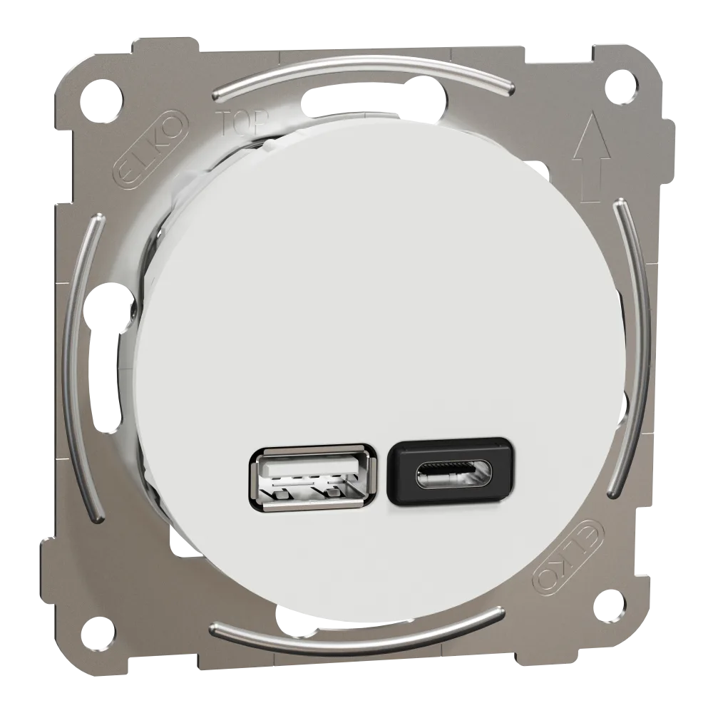 Elko EKO50090 USB-uttag typ A+C 21 W, skruvanslutning Svart