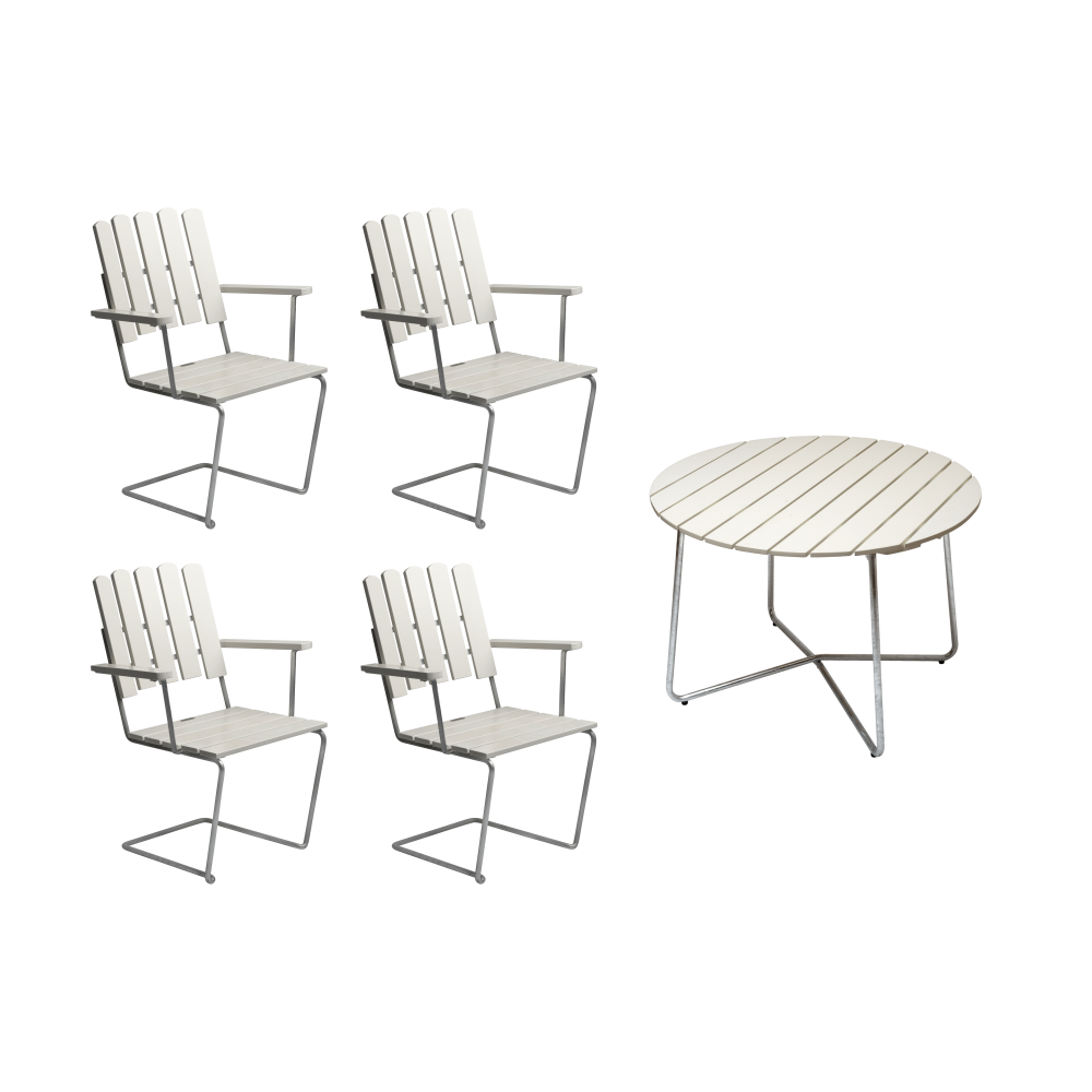 Grythyttan matgrupp vit 9A Ø100cm + 4st A2