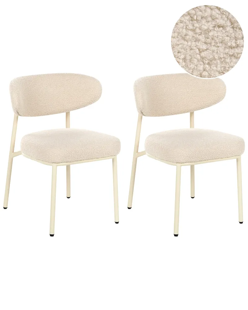 Set med 2 matstolar UNITY Bouclé Ljusbeige