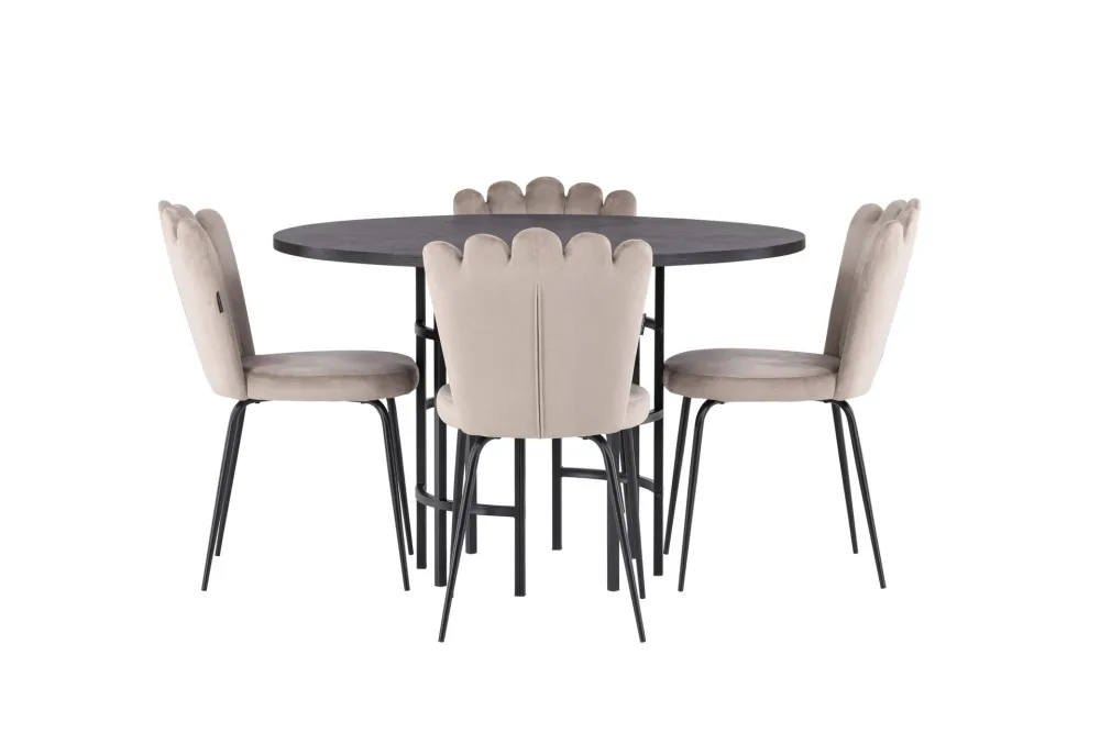 Copenhagen Matgrupp 115 cm Rund med 4 Limhamn stolar