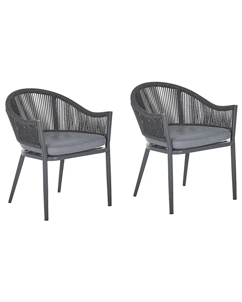 Set med 2 stolar med dynor MILETO Metall Grå