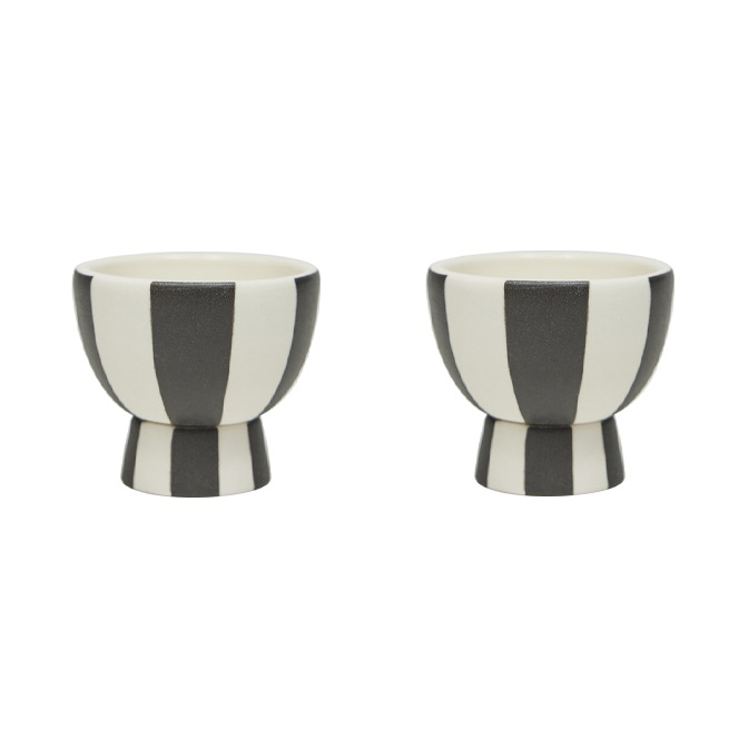 Toppu äggkopp 2-pack, White-black