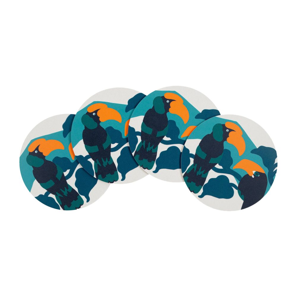 Pepe glasunderlägg 4-pack, Vit-turkos-orange