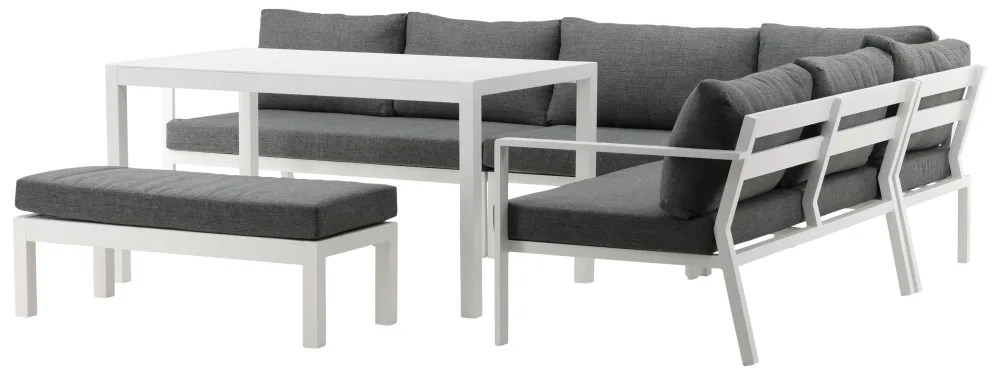 Venture Home Ramos 2086-400 Loungeset soffa, bord, bänk, vitt/grått