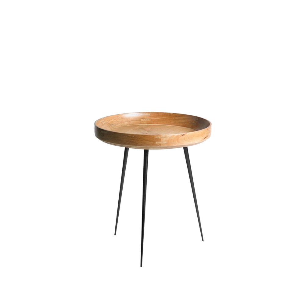 Bowl Medium bord, mango natur, svart stativ