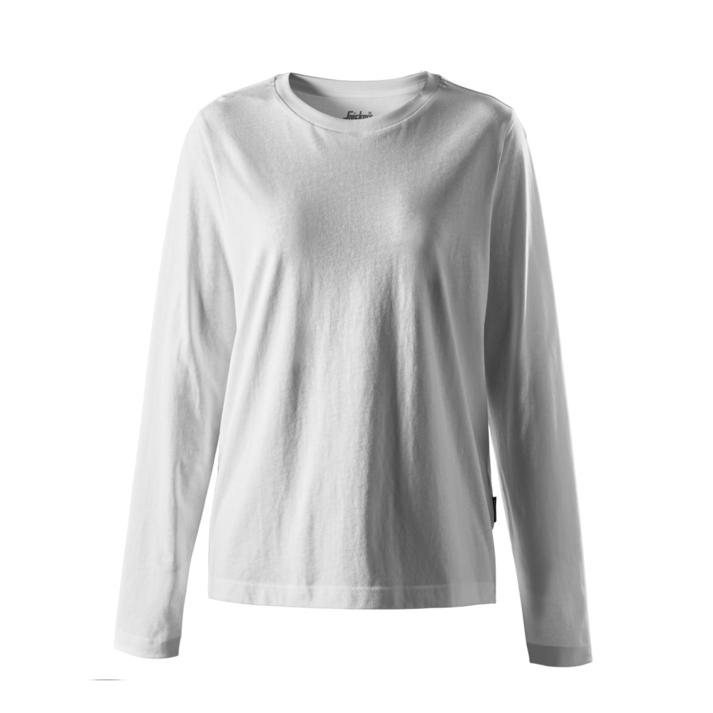 T-SHIRT KLASSISK LÅNG ÄRM DAM VIT STL M