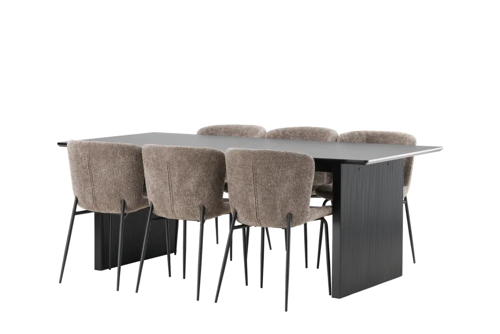 Matgrupp Sicharo 200 cm Rektangulär med 6 Habesh stolar
