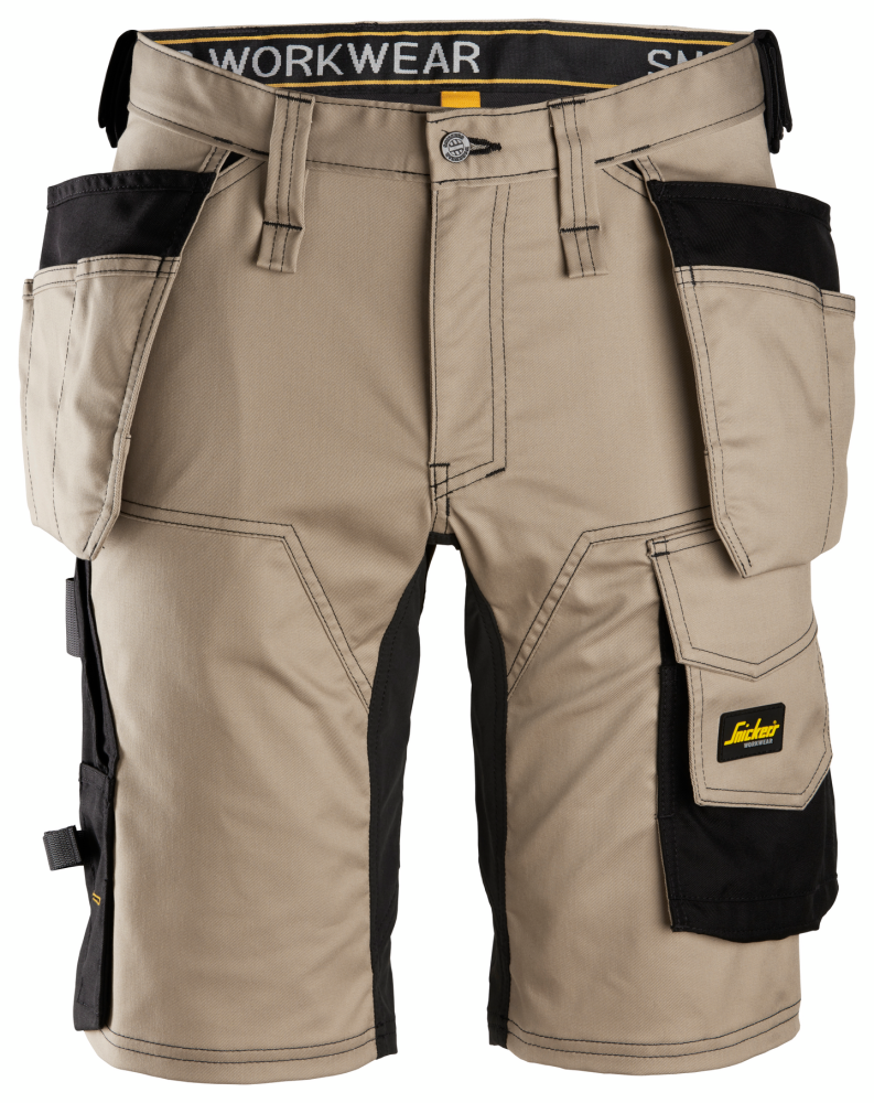 SHORTS SNICKERS WORKWEAR STRETCH HF AW, KHAKI/SVART STL 50