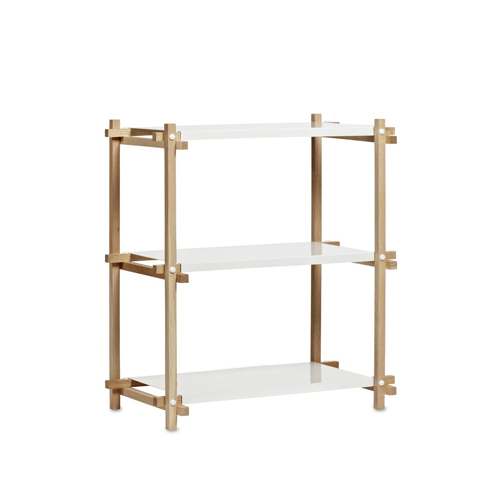 Woody Column hylla, Oak-white lacquered shelf, low