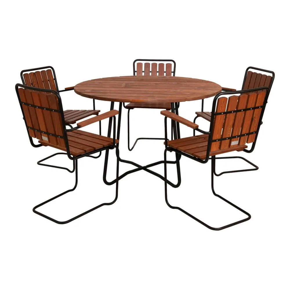 Eden Wood Wilma EW 4073-G68 Matgrupp bord, stolar Ø 120 cm, 5 stolar