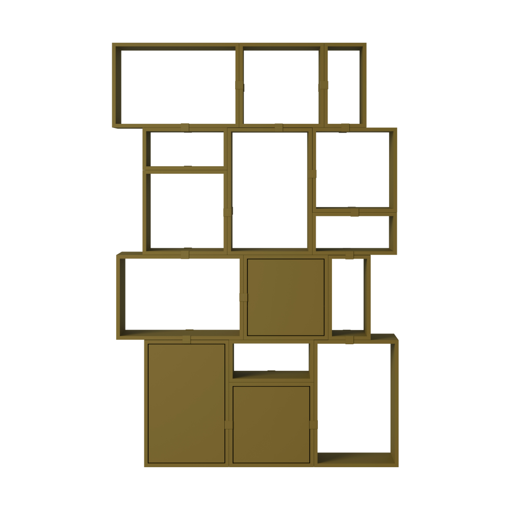 Stacked förvaringssystem bokhylla konfiguration 2, Brown green