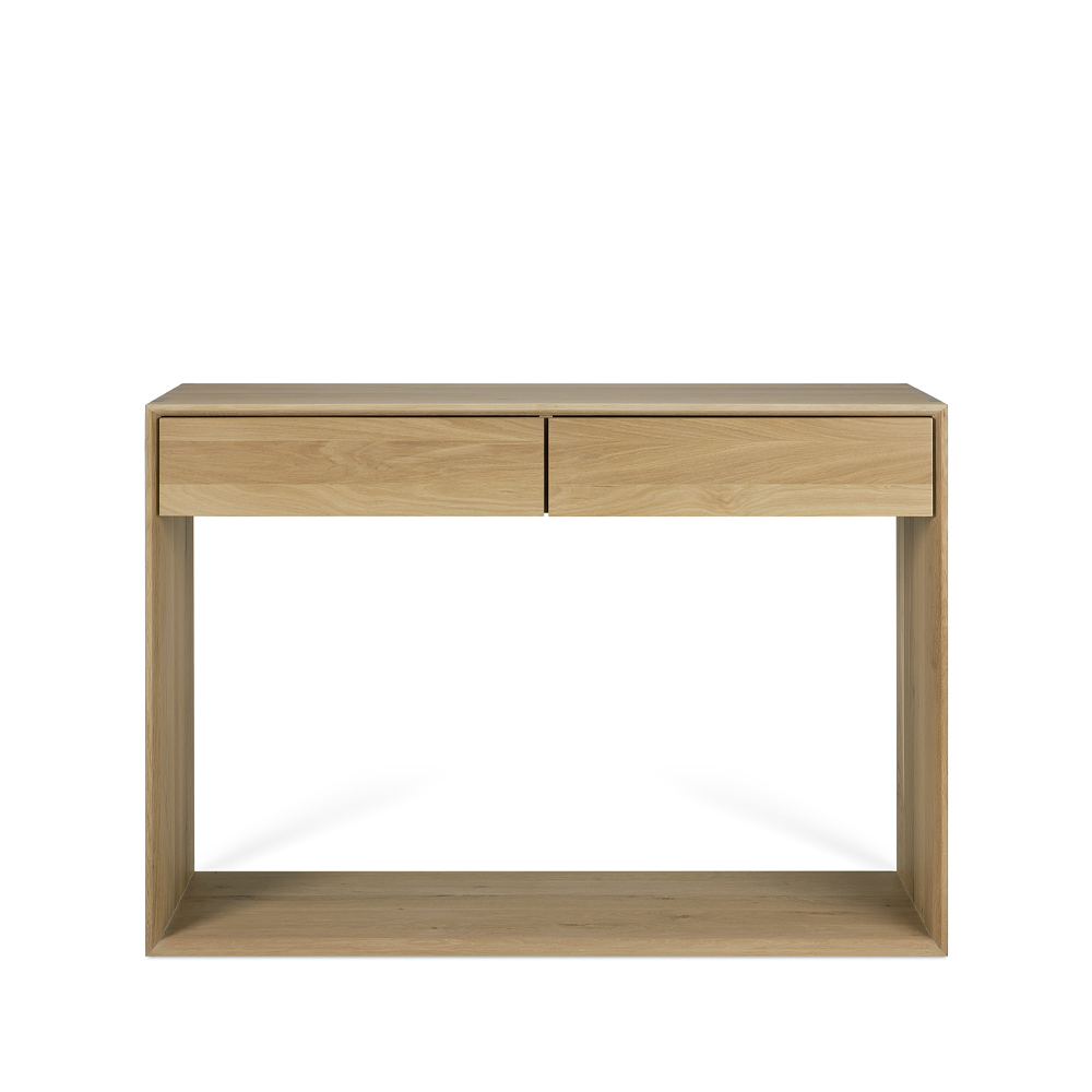 Nordic konsolbord, Lackad ek två lådor 120x40 cm