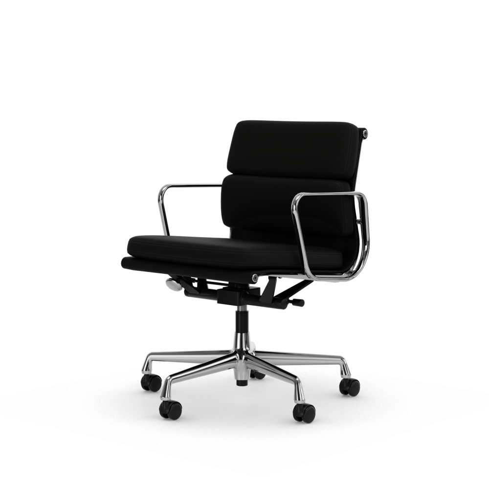 Soft Pad Chair EA 217 polerat kromstativ, Läder premium F L50 Nero