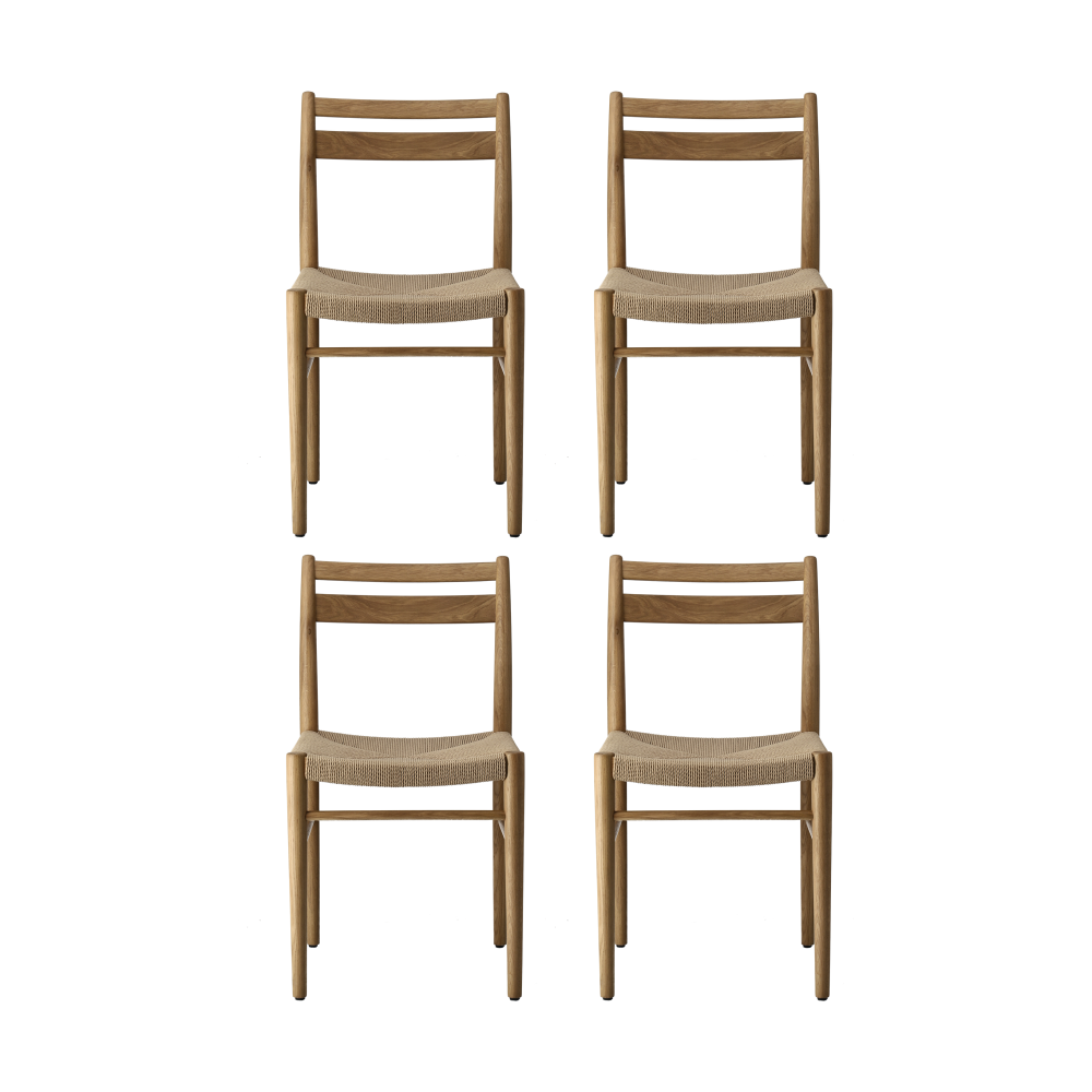 Fridhem matstol, Lackad ek-naturflätad, 4-pack