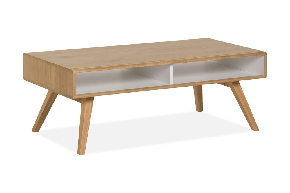 Nature Soffbord 120 cm med Förvaring Vit/Ek