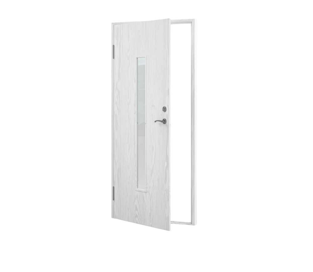 VARMFÖRRÅDSDÖRR 90X200 V CELLO AVLÅNGT FÖNSTER GRUNDMÅLAD