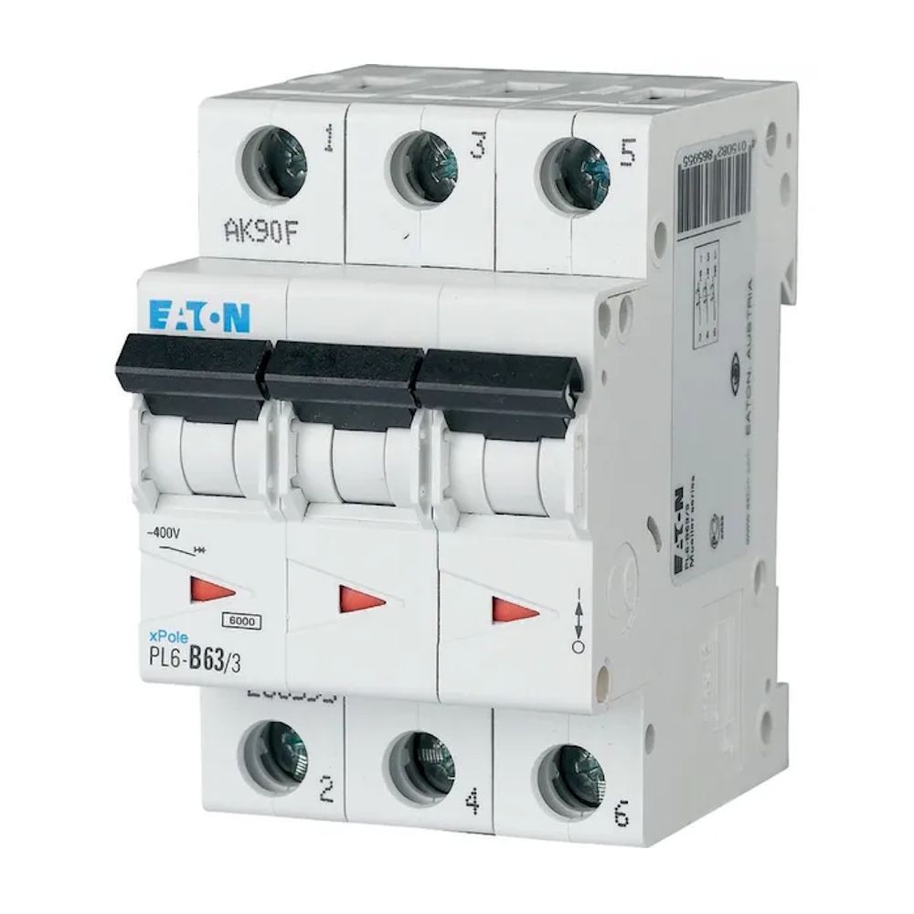Miniatyrbrytare 3Poler B-Kurva 63A 6kA 400V IP20 Eaton
