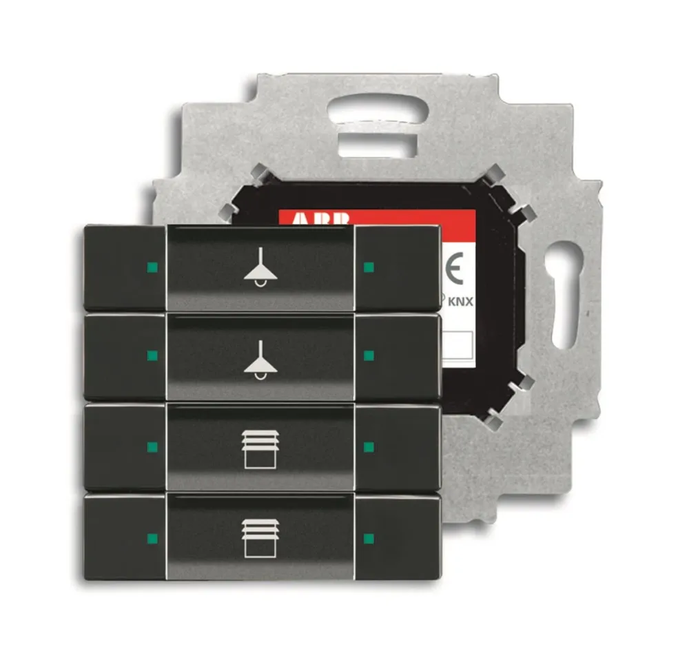 ABB Impressivo 6117-0-0228 Tryckknapp 4-polig knapp, med busskopplare, KNX Grå