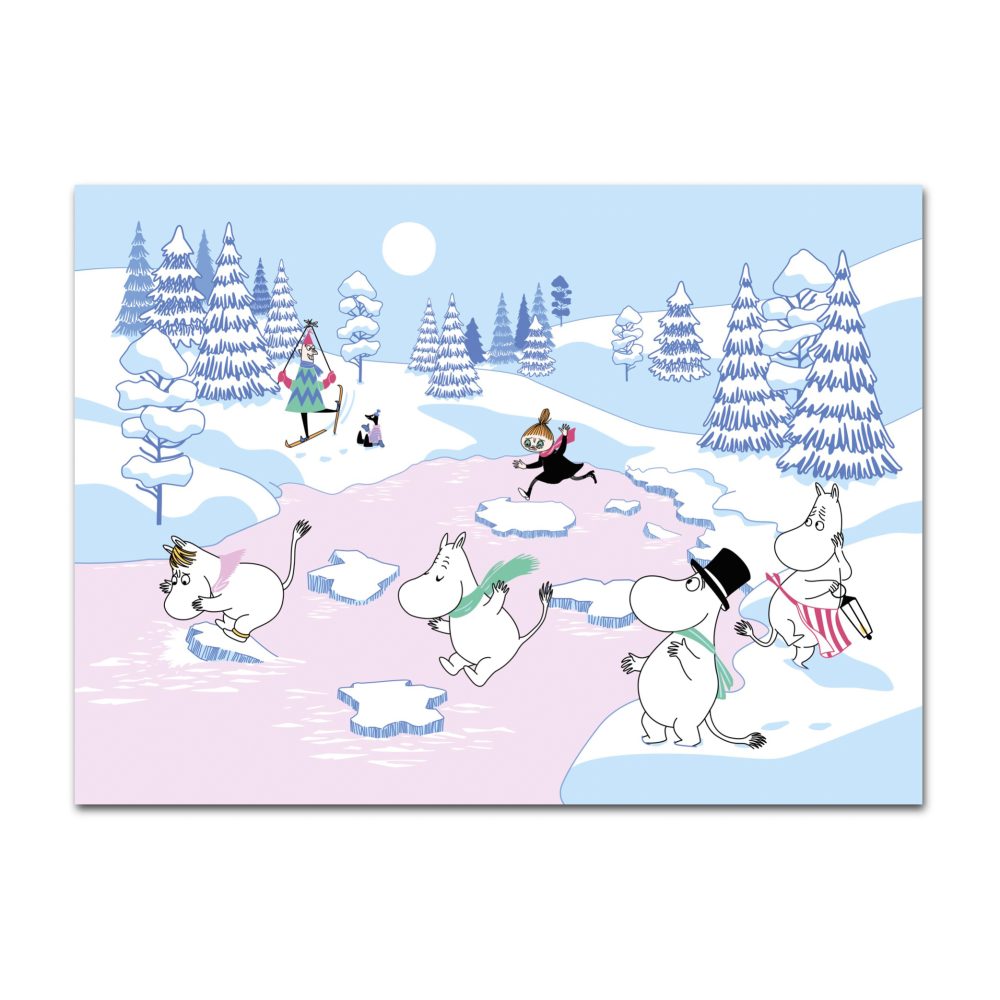 Mumin bordstablett vinter 2022 27,5x40 cm, Blå-vit-rosa