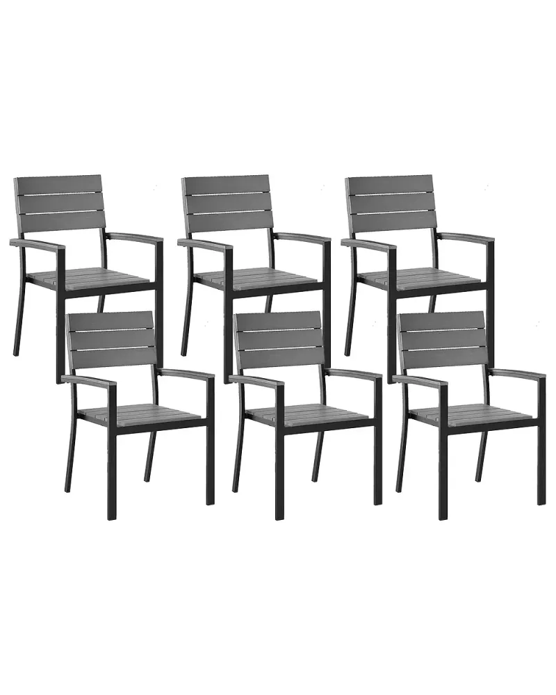 Set med 6 trädgårdsstolar COMO Grå