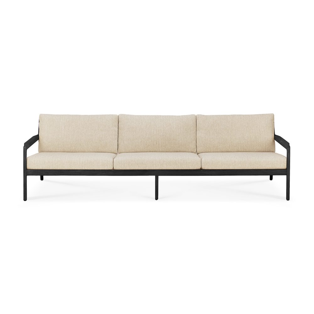 Jack outdoor 3-sits soffa svartbetsad teak, Natural