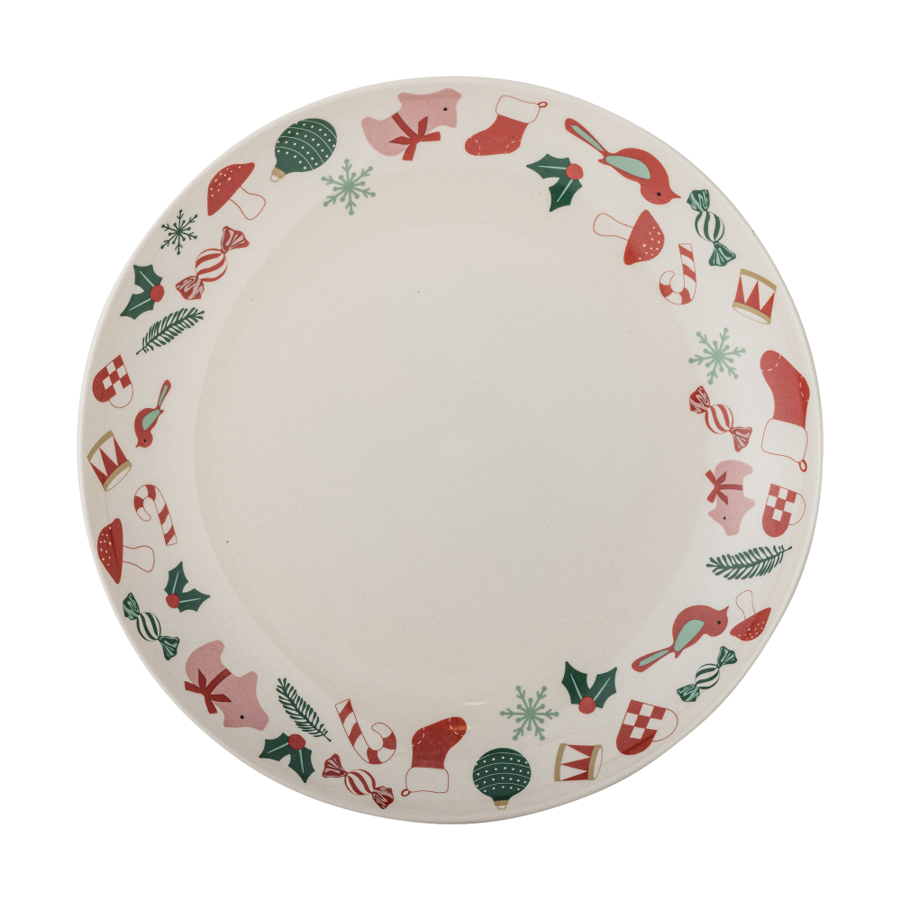 Yule serveringsfat Ø28 cm, Natur-röd