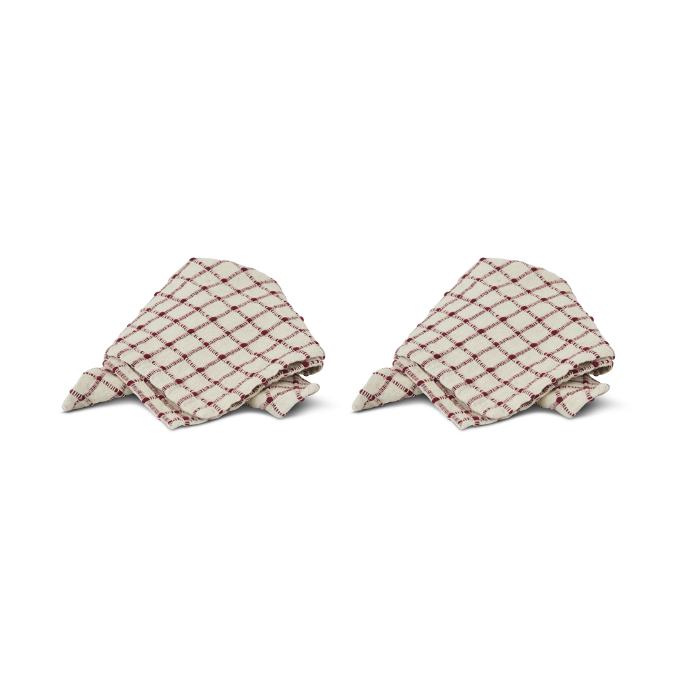 Noor servett 40x40 cm 2-pack, Röd-offwhite