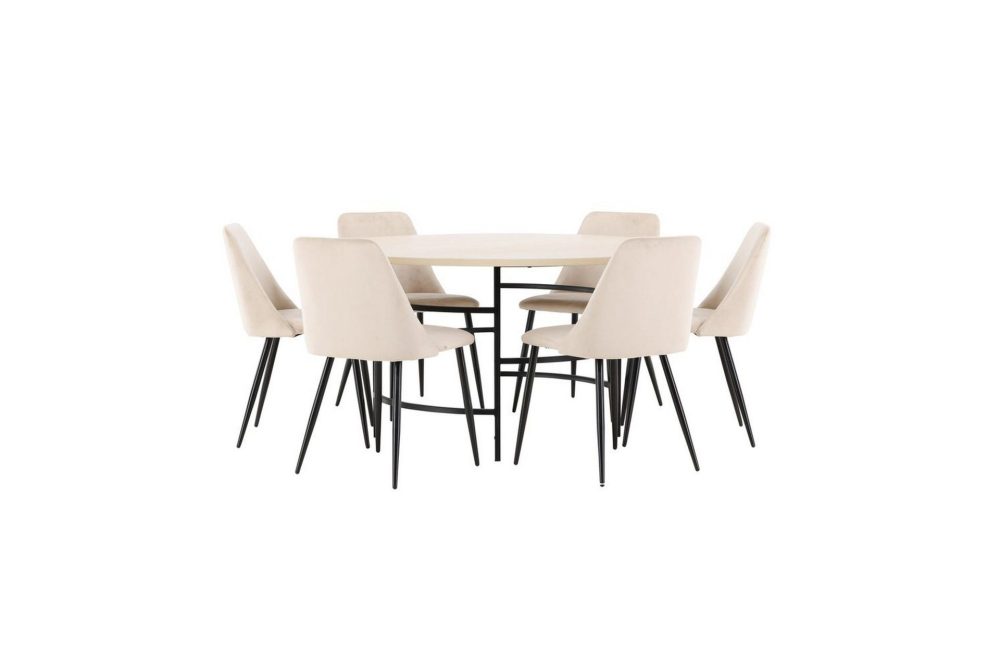 Matgrupp Copenhagen Runt 140 cm med 6st Night Stolar Vit / Svart