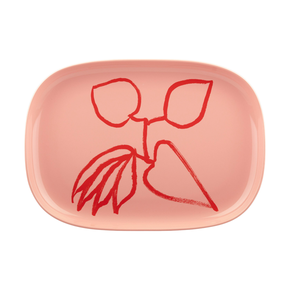 Ukonhattu serveringsfat 23x32 cm, Salmon red-tomato red