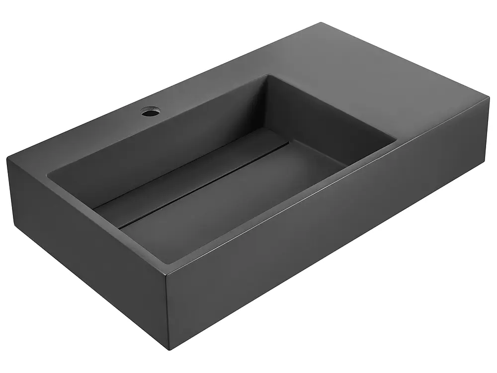 Vägghängt tvättställ CUSCO 75 x 43 cm Mineralmarmor Svart