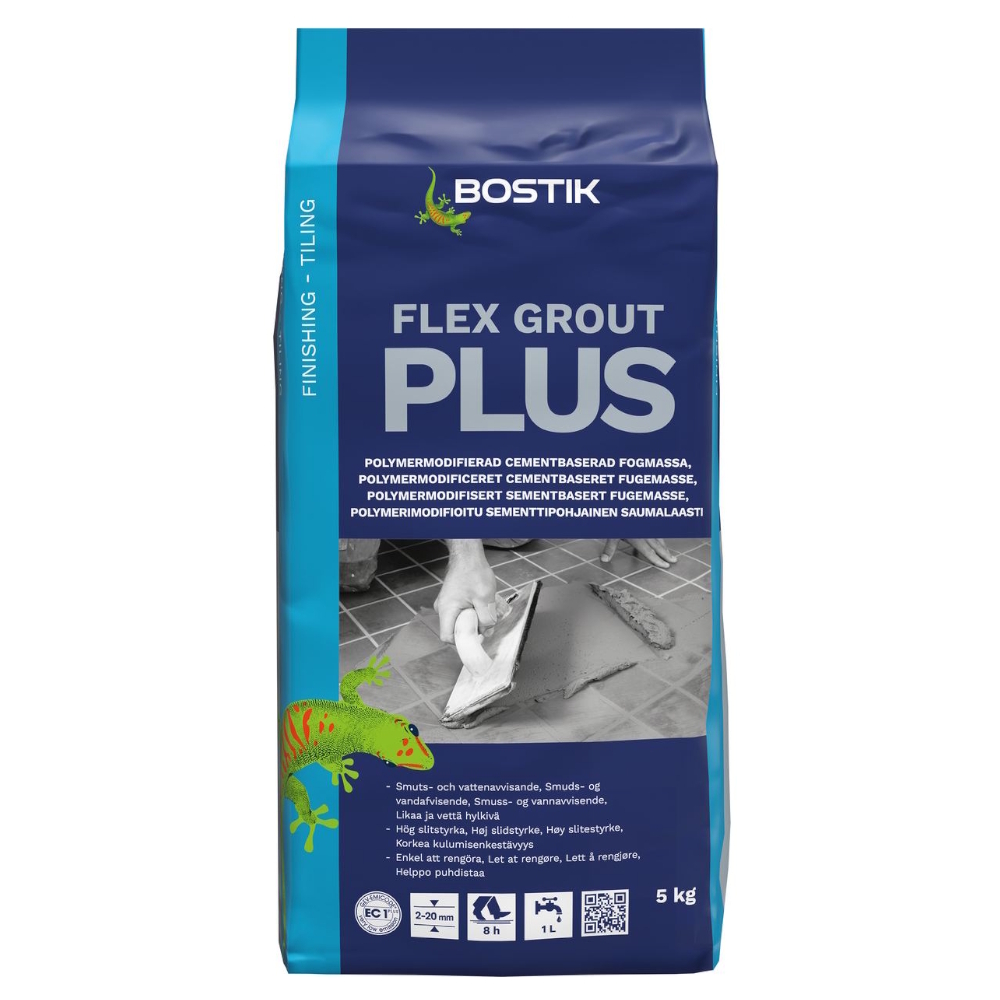 Kakelfog Flex Grout Plus 5kg Vit Grå Bostik