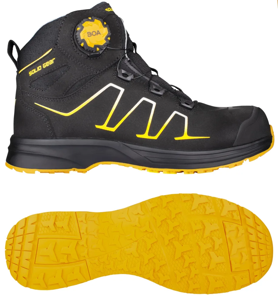 Solid Gear Reckon Skyddskänga S3, BOA, svart/gul 45