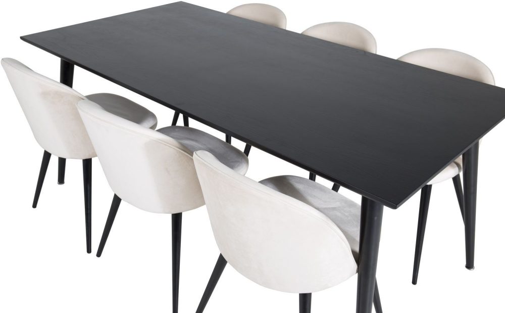 Matgrupp Slope 180x90 cm inkl 6 st Alice stolar - Svartbetsad ekfanér