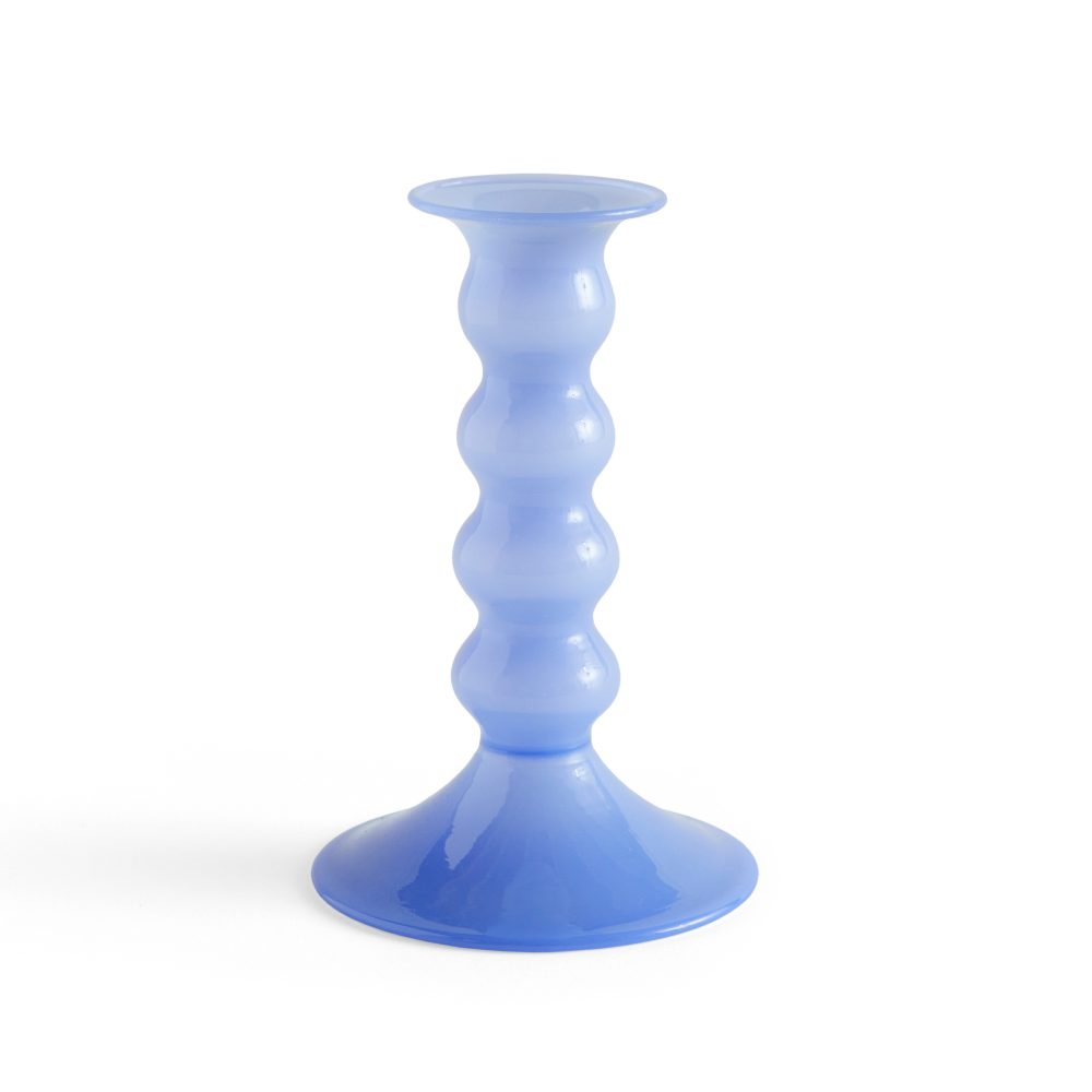 Wavy ljusstake medium 14 cm, Jade light blue