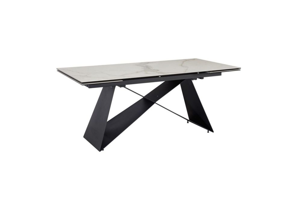 Matbord Wohnling Utdragbart 180-260 cm keramisk modern Z-ram design Svart, marmor vit