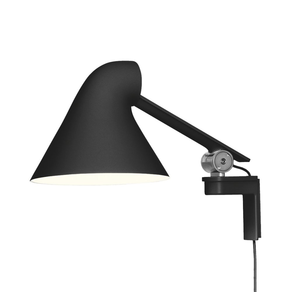 NJP vägglampa kort arm, Svart