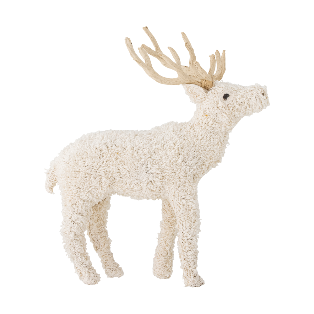Elmo hjort dekoration 33 cm, Vit