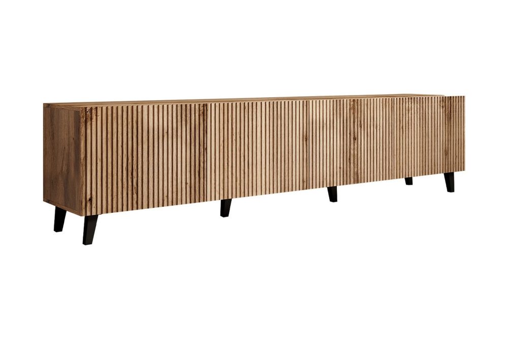 Juniskär Ribbad TV Bänk i trä med förvaring - 40 cm djup 200 cm bred 49 cm hög