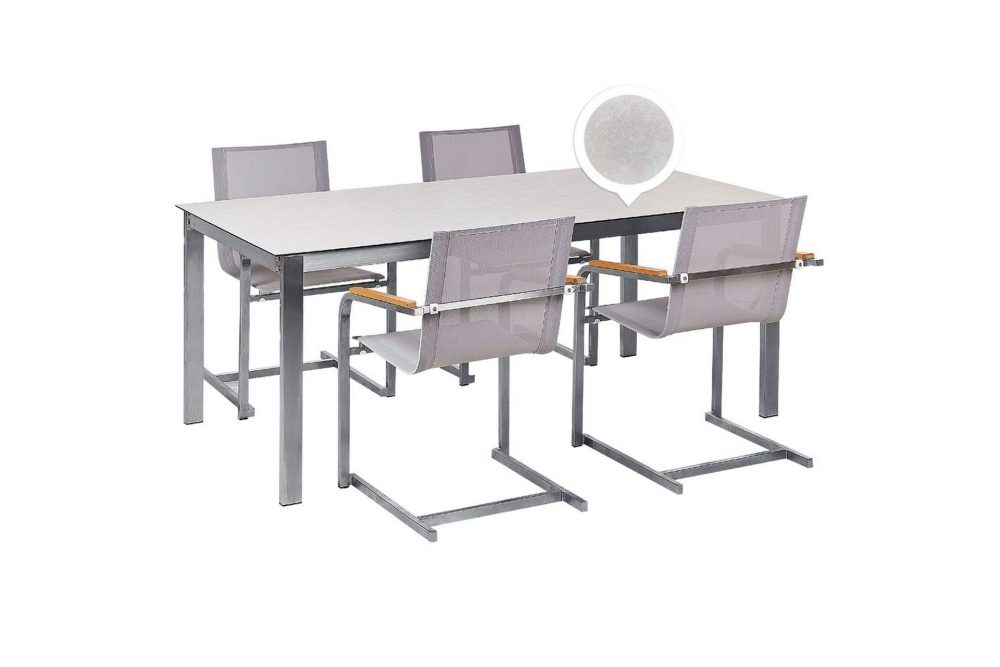 Matsalsset Cosoleto Vit/Beige/Silver, 4-Sits